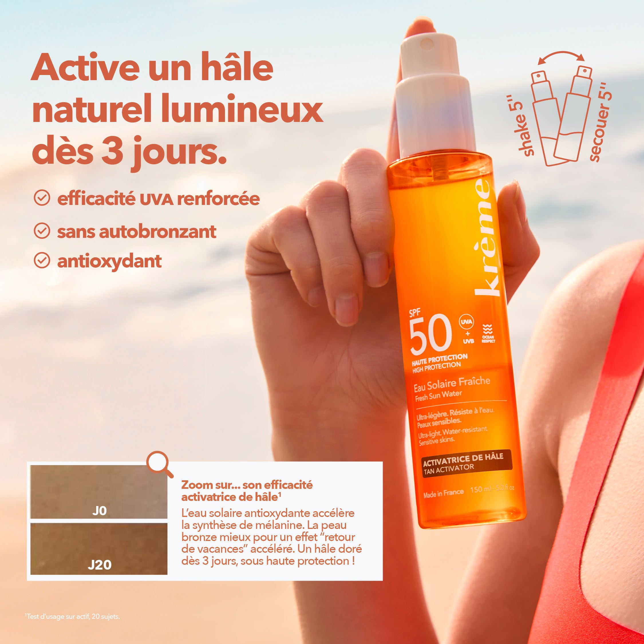 Eau Solaire SPF 50 secouer