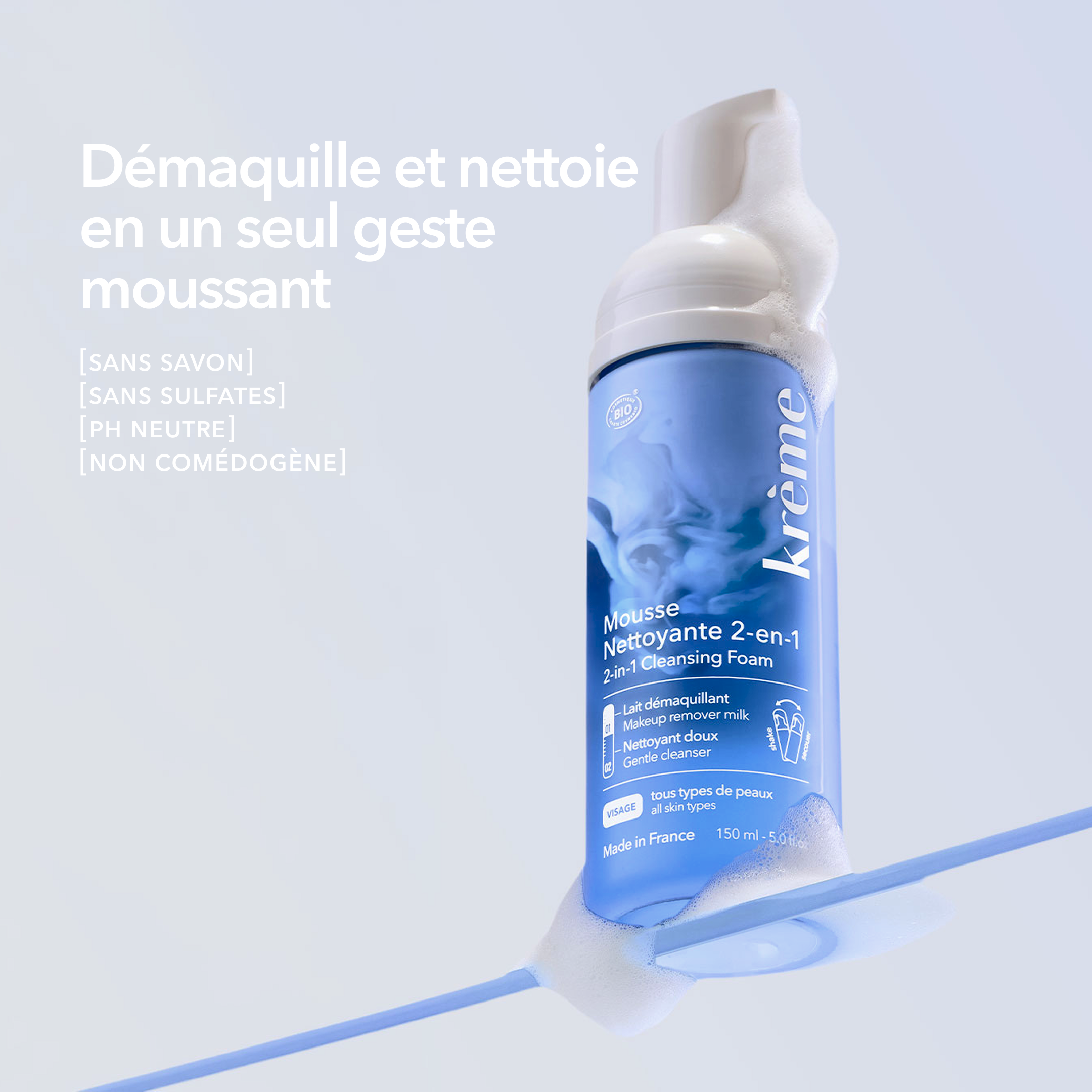 Mousse Démaquillante Nettoyante 2 en 1