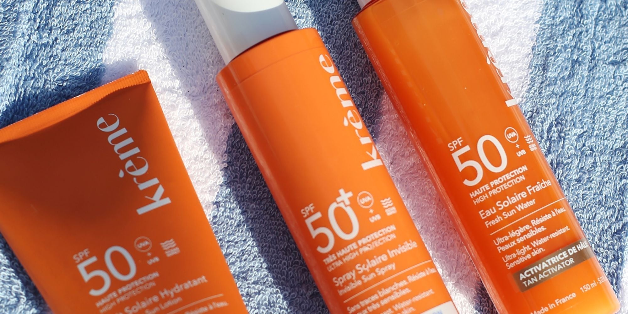 Différentes textures de soins solaires
