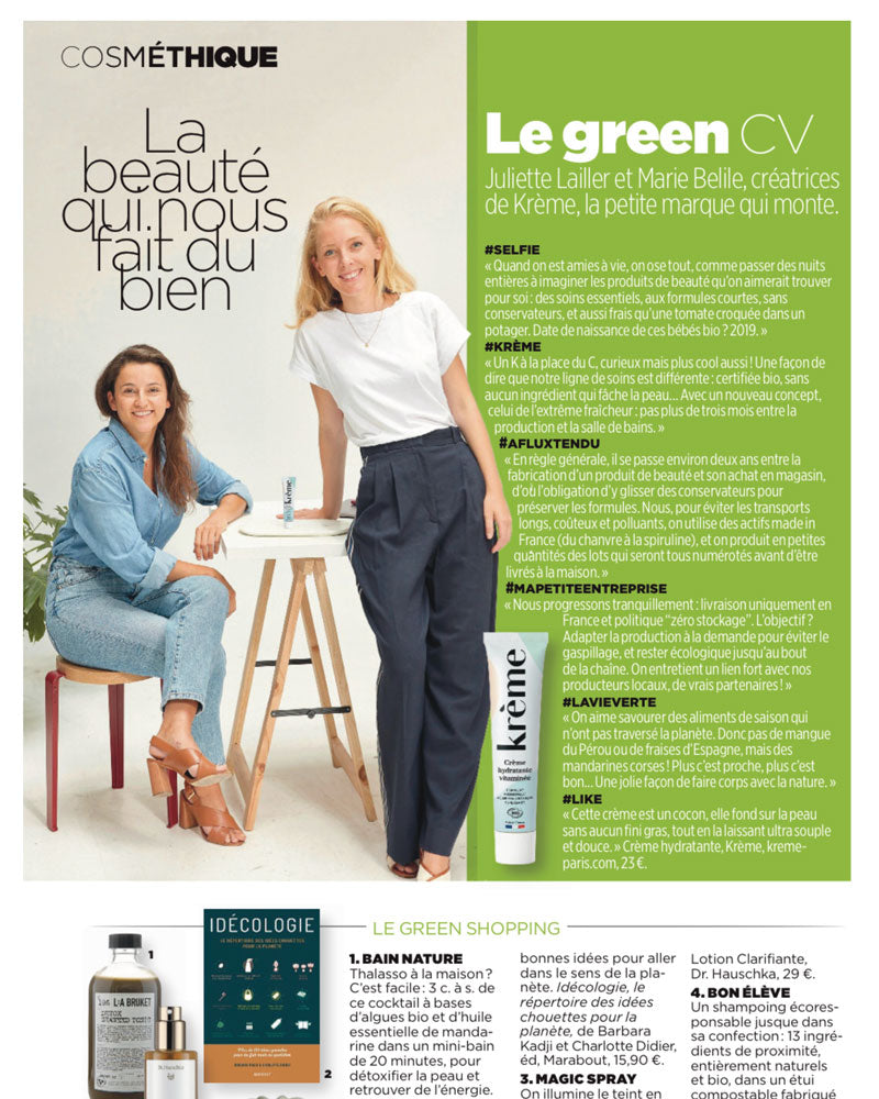 Krème portrait dans Cosmopolitan Green CV