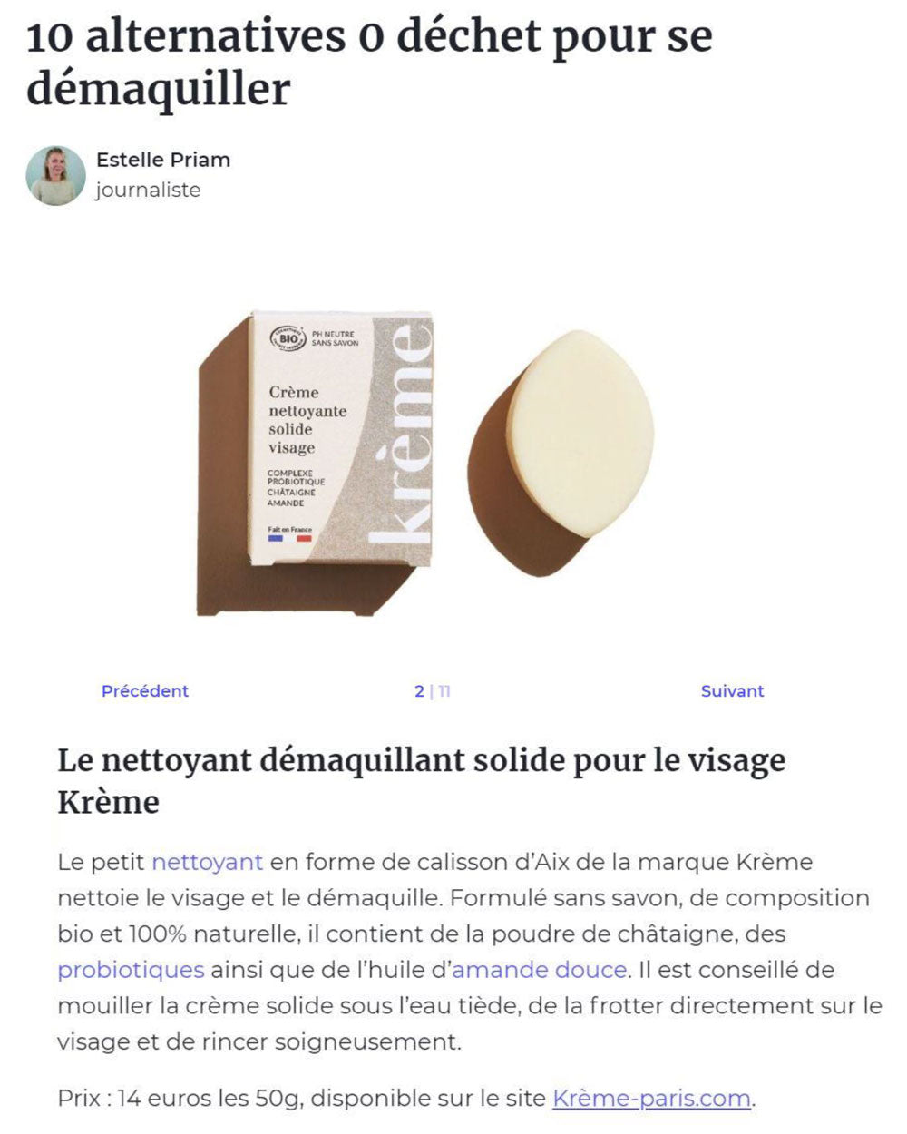 Démaquillant zéro déchet Doctissimo Krème