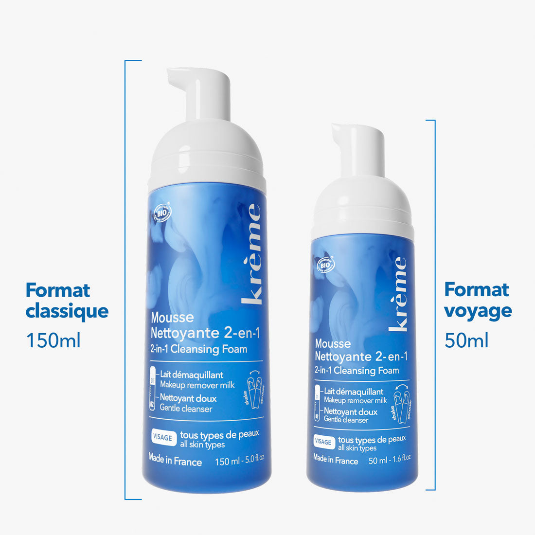 Mousse Nettoyante 2-en-1 Format Voyage