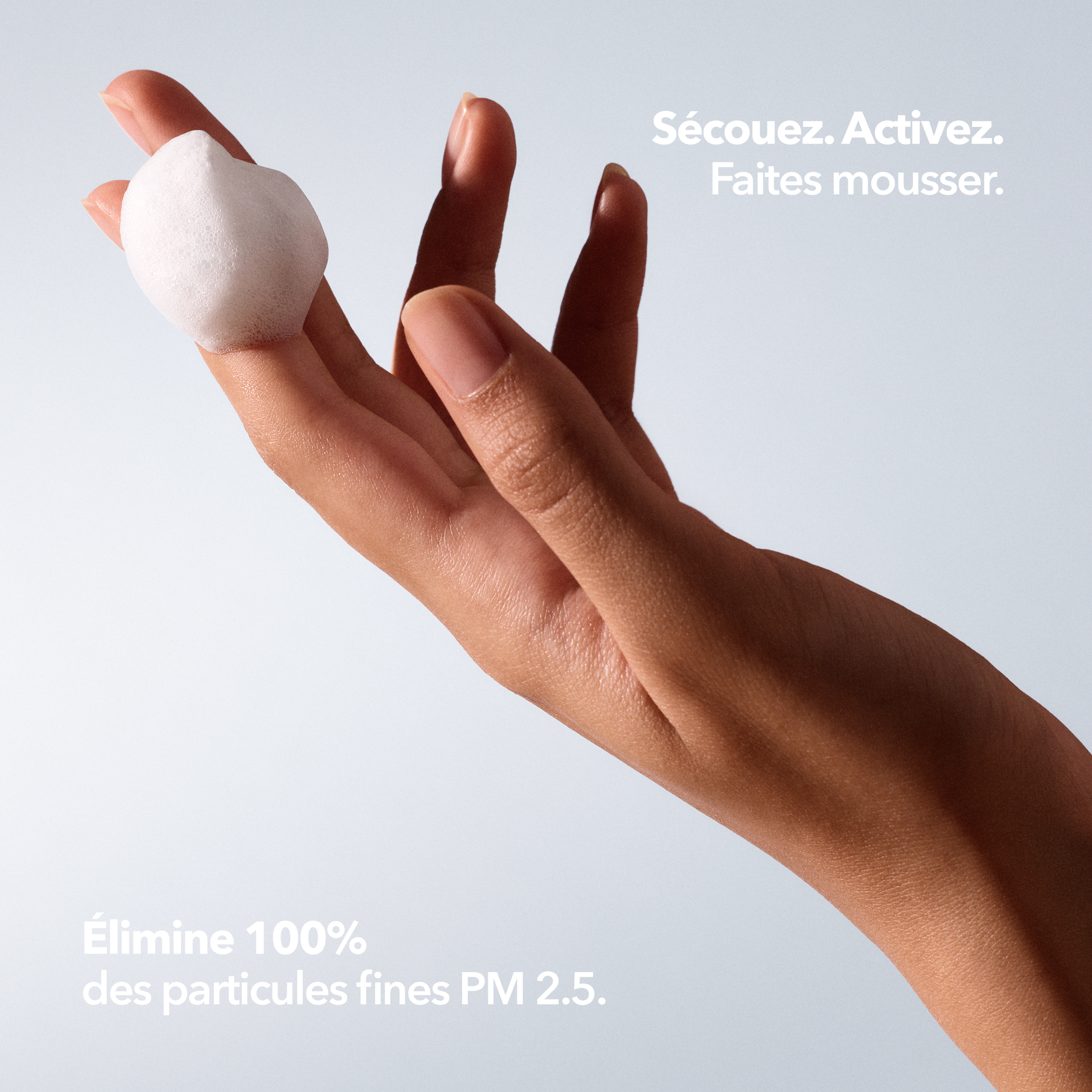 Mousse secouez activez faites mousser